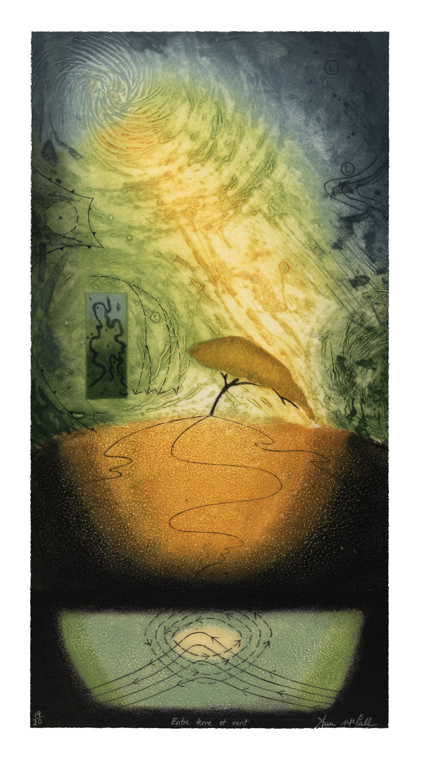 Ann McCall, Entre terre et vent, collagraph