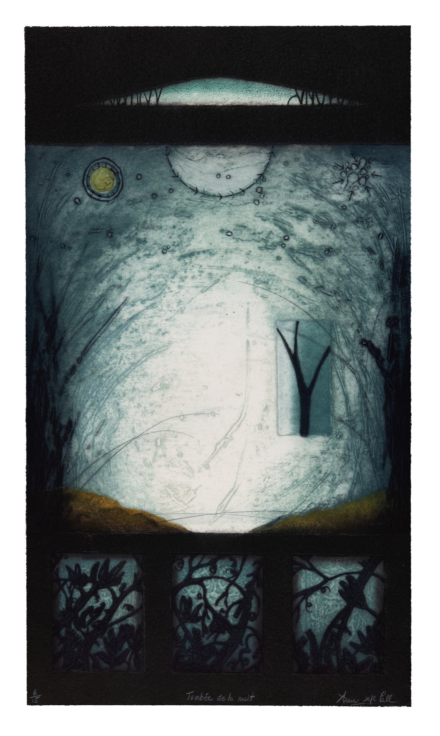 Ann McCall, Tombee de la nuit, collagraph