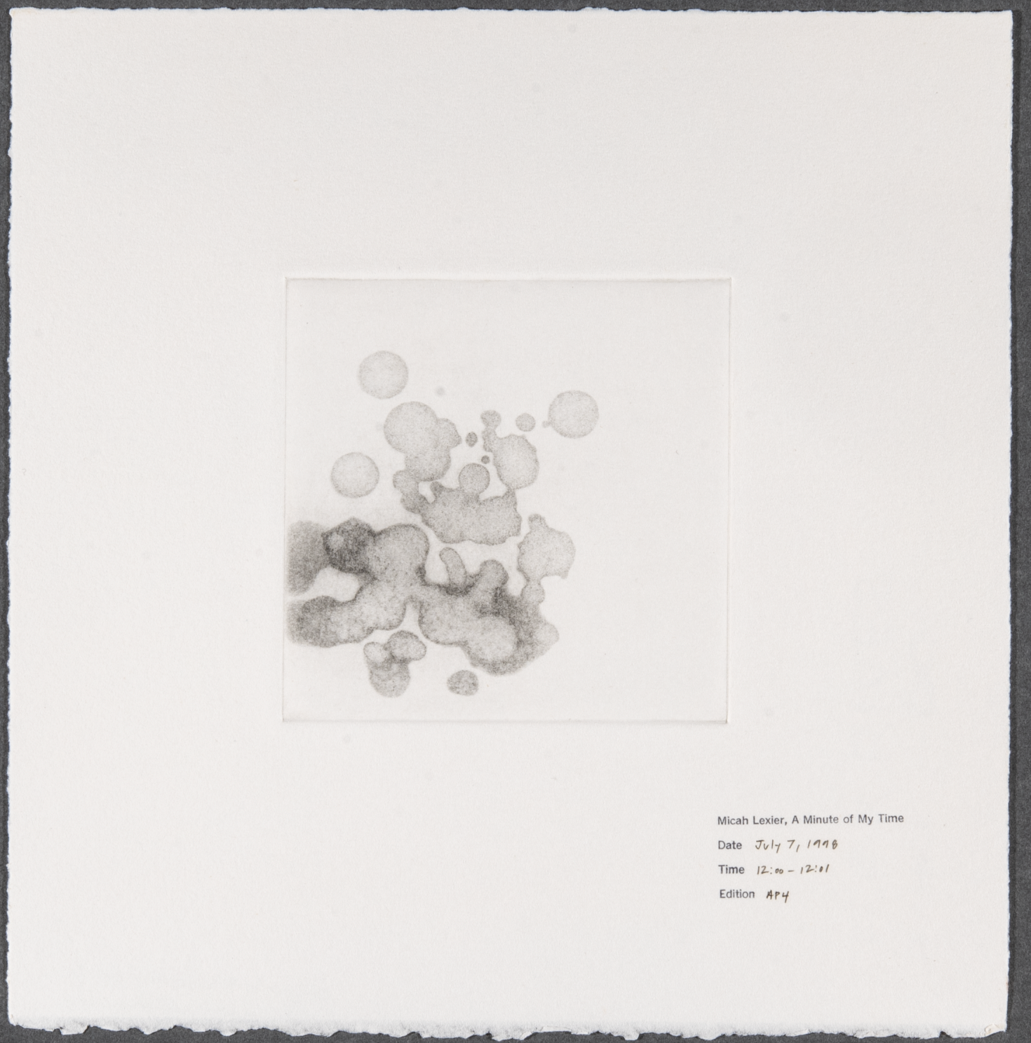 Micah Lexier, A Minute of My Time, July 7, 1998, 12:00 - 12:01
