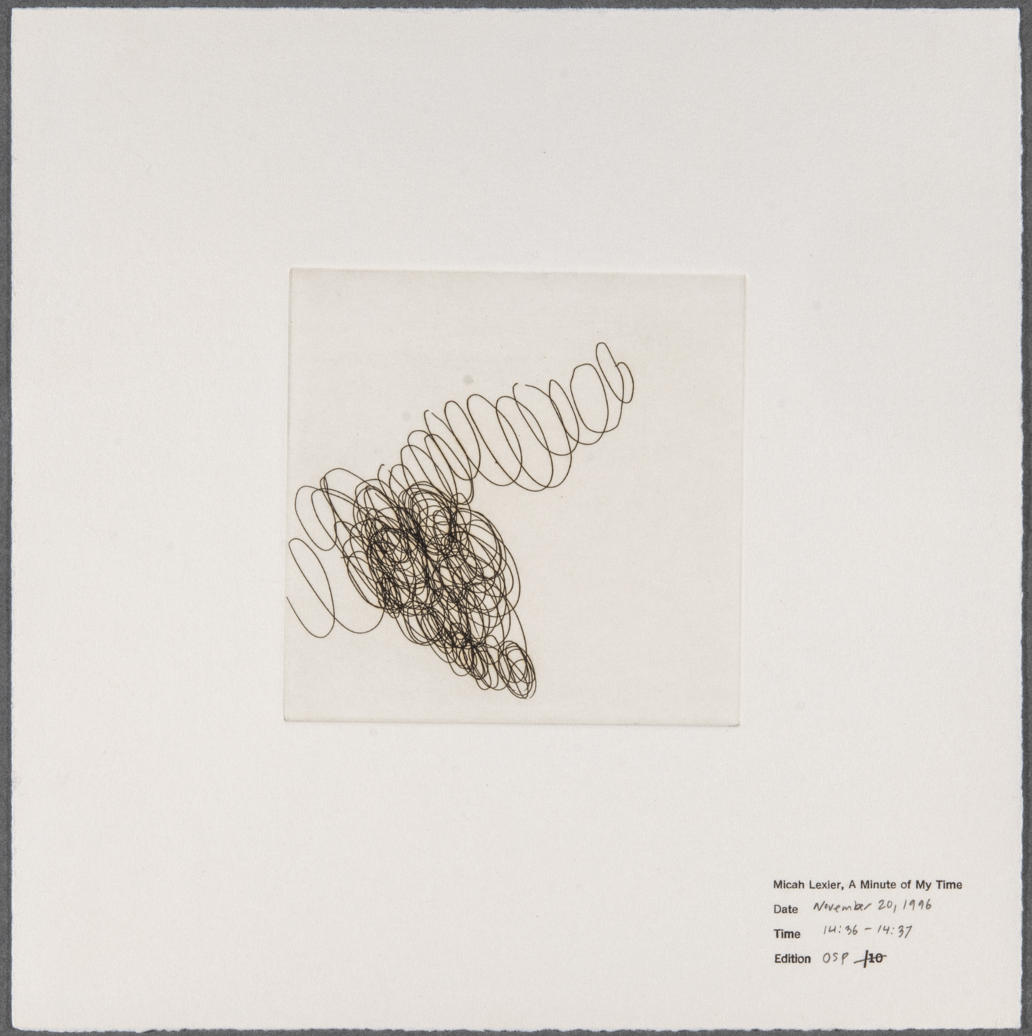 Micah Lexier, A Minute of My Time, November 20, 1996, 14:36 - 14:37