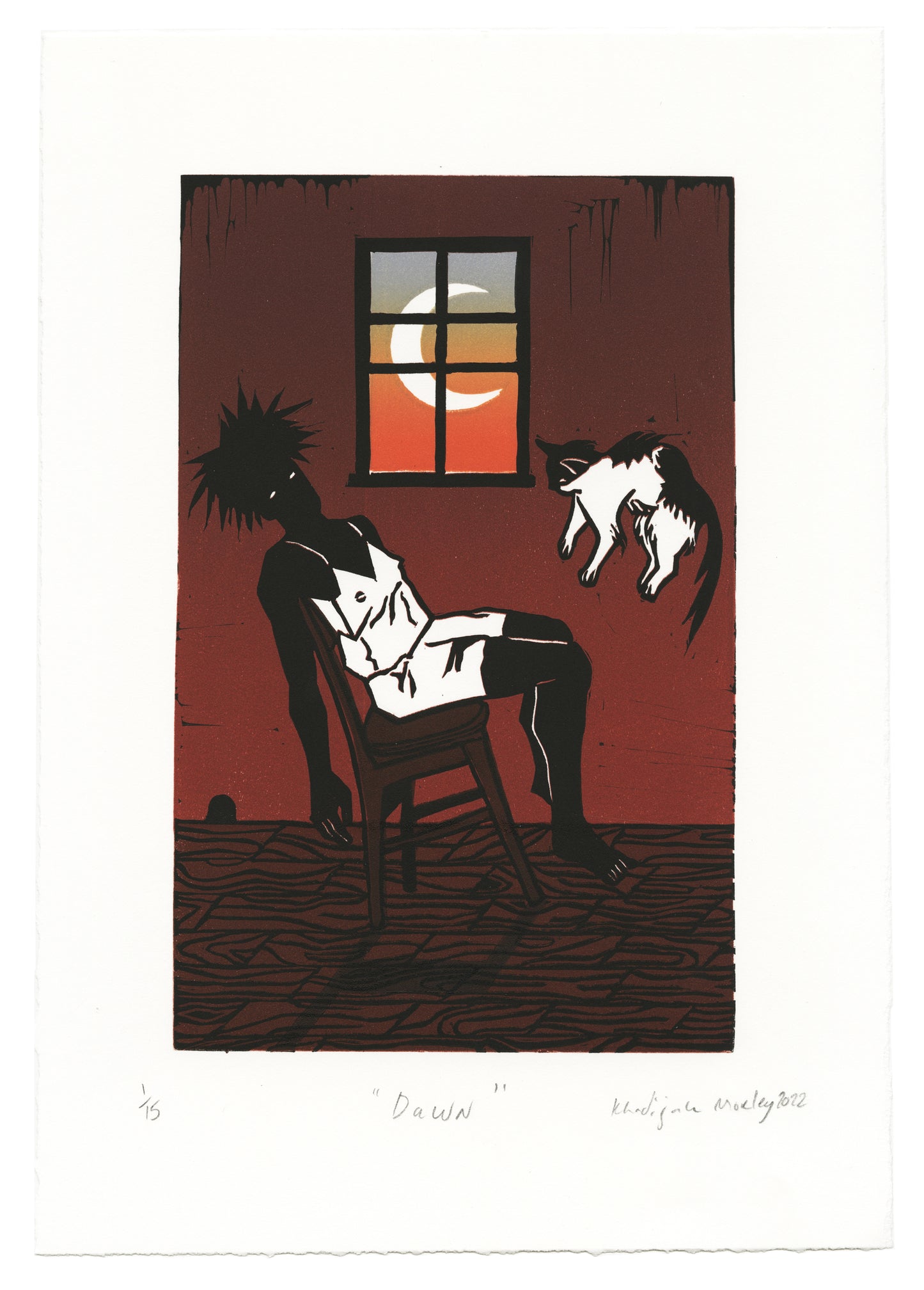 Khadijah Morley, Dawn, linocut