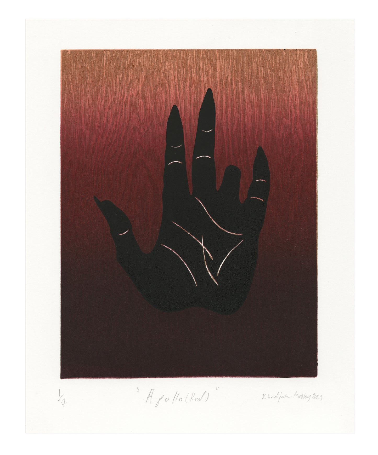 Khadijah Morley, Apollo (Red), linocut and woodcut