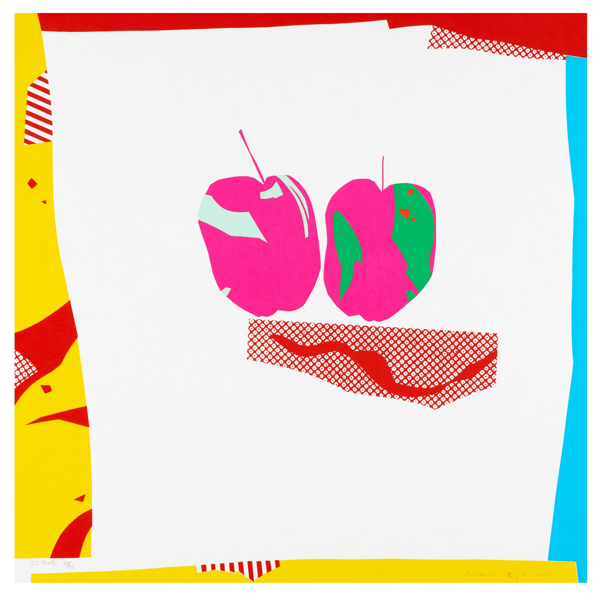 ‘Two Apples’ by Zenji Funabashi (1980). Screenprint, edition of 50, 15.75 × 15.75 in.