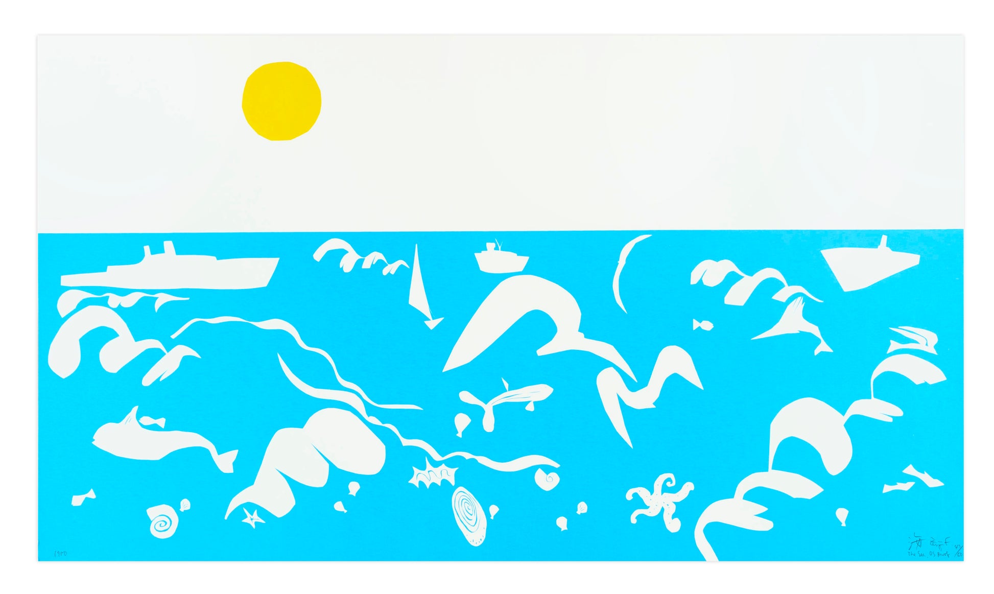 ‘The Sea’ by Zenji Funabashi (1980). Screenprint, edition of 50, 15.75 × 27.5 in.