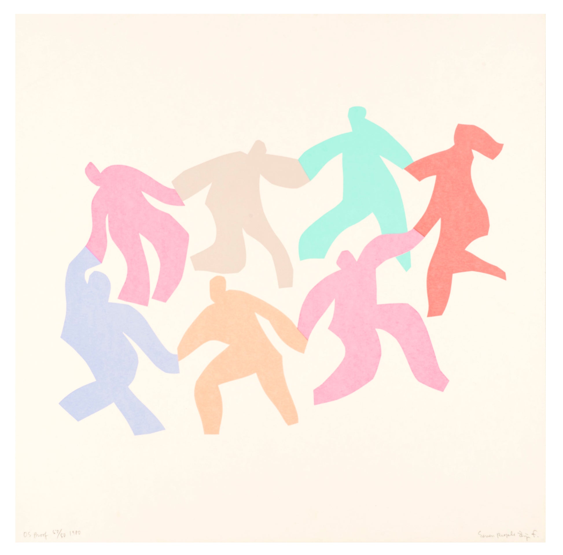 ‘Seven People’ by Zenji Funabashi (1980). Screenprint, edition of 50, 15.75 × 15.75 in.