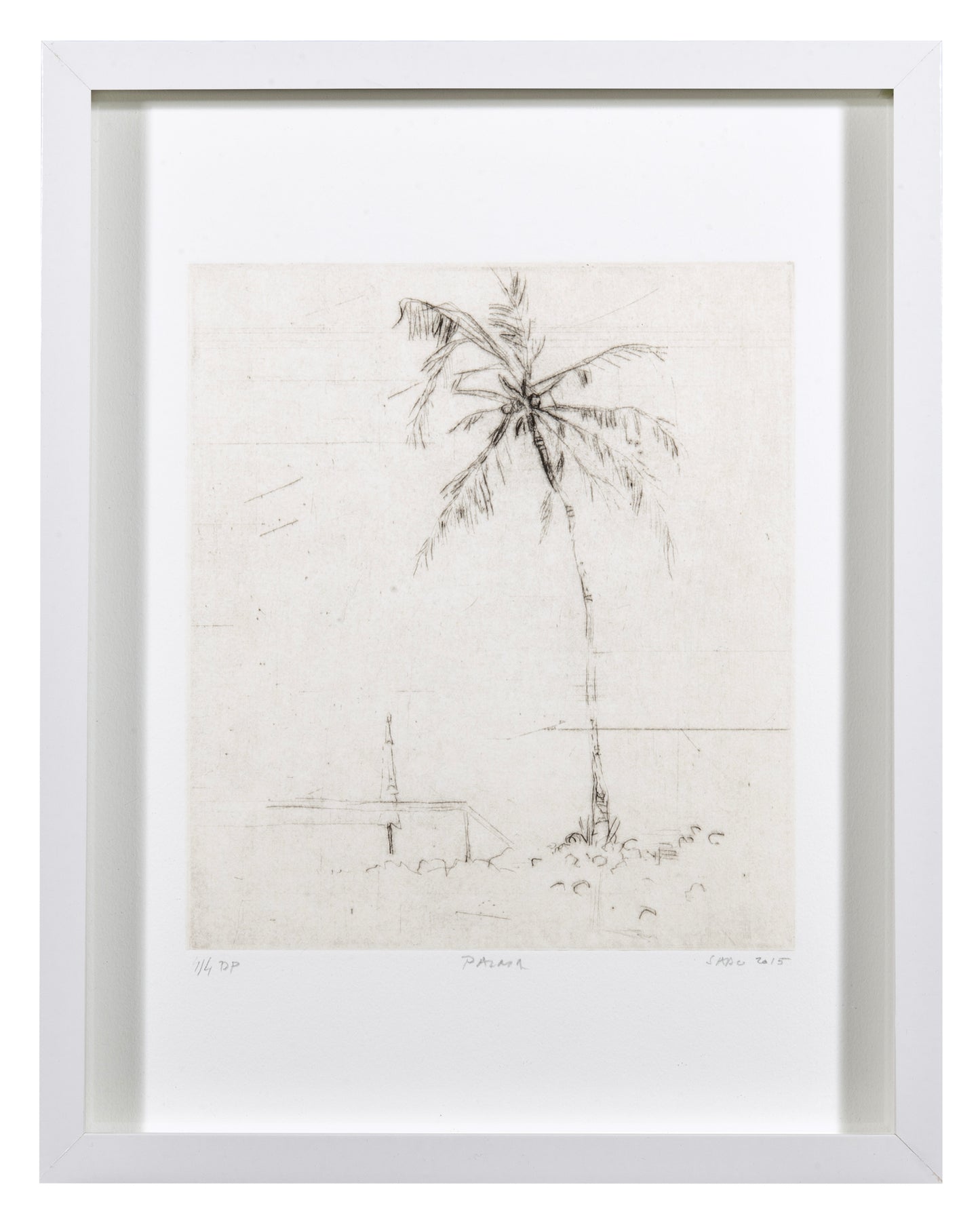 Sadko Hadzihasanovic, *Palma*, 2015, drypoint with chine collé, edition: 4, paper size: 13.5" x 10.5"