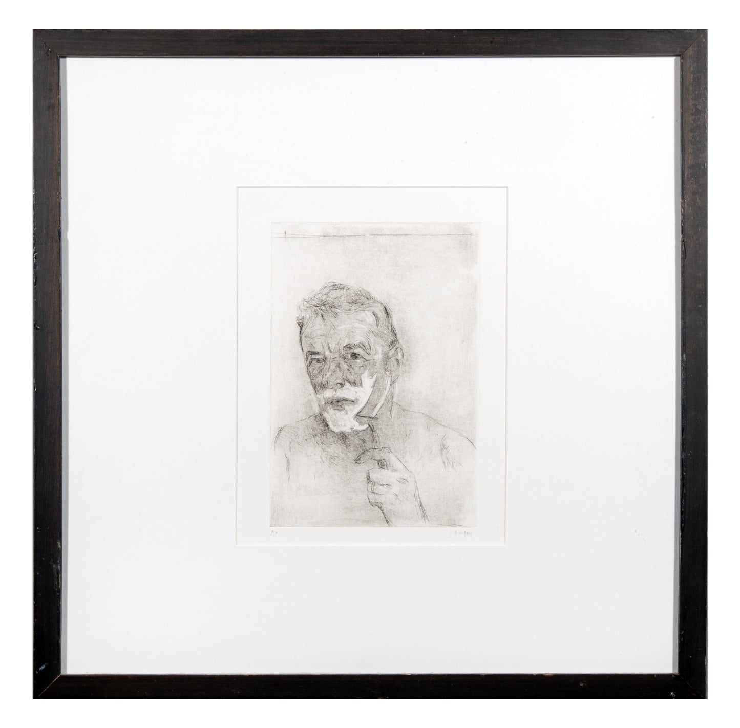 Sadko Hadzihasanovic, Untitled (self portrait), 2021, drypoint, edition: A/P, paper size: 10" x 8"