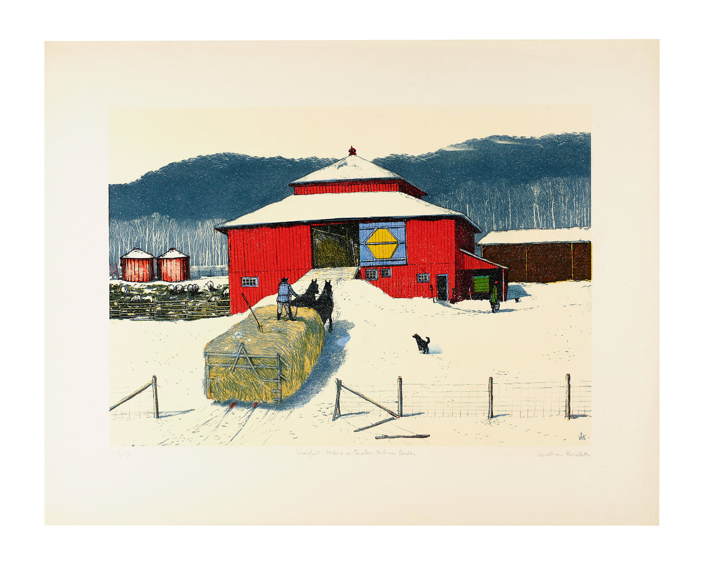 William Kurelek - Snowfall Ending on Quebec Ontario Border