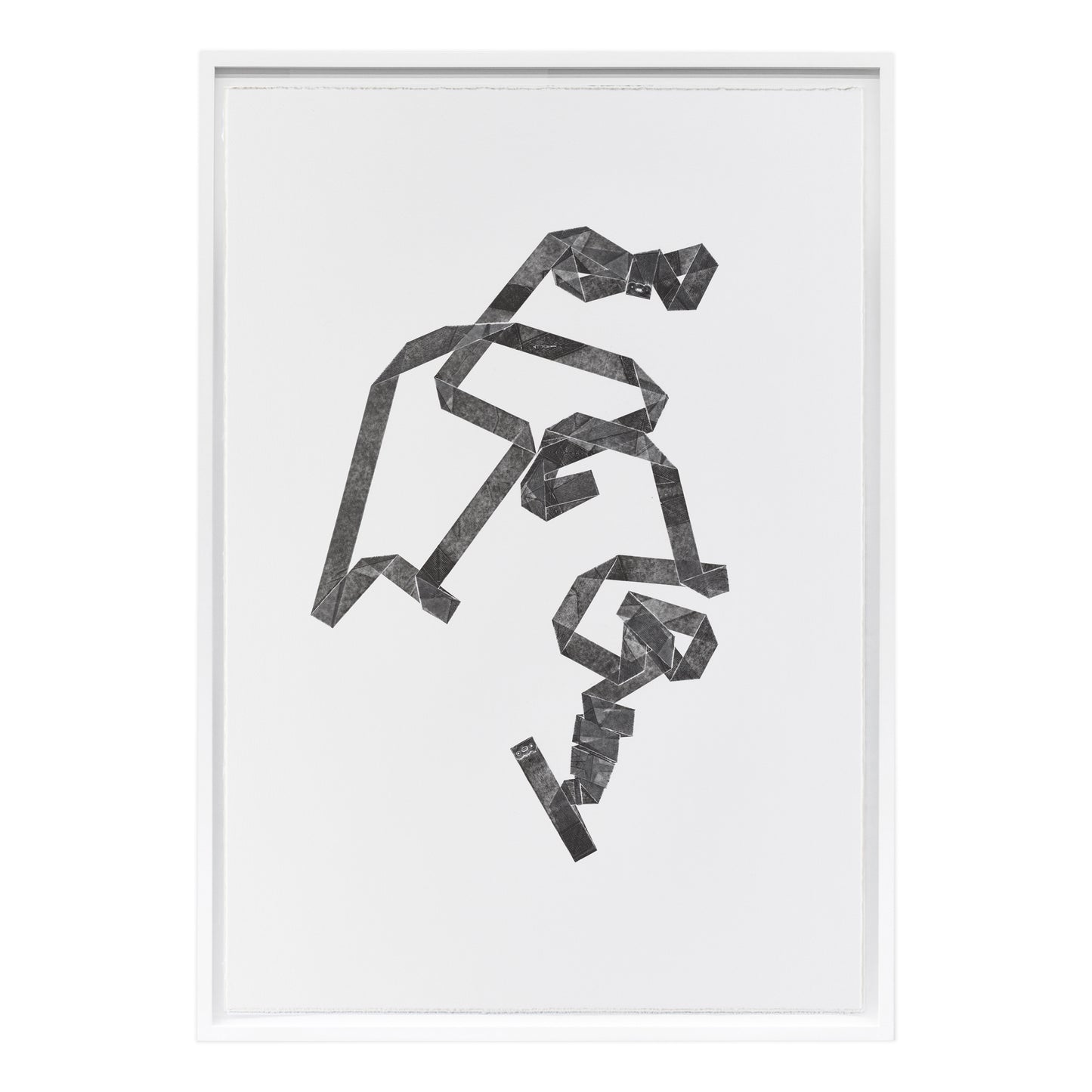 Kristiina Lahde, Under Pressure 4, ink on paper, monoprint of a measuring tape