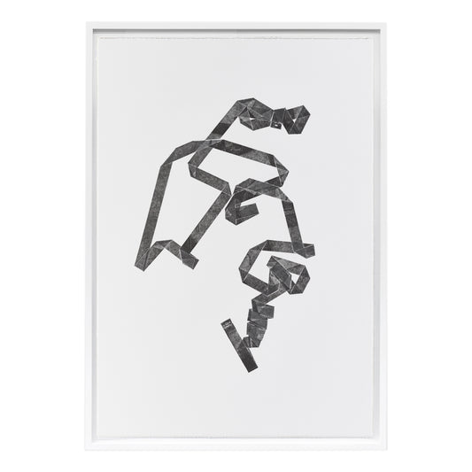 Kristiina Lahde, Under Pressure 4, ink on paper, monoprint of a measuring tape
