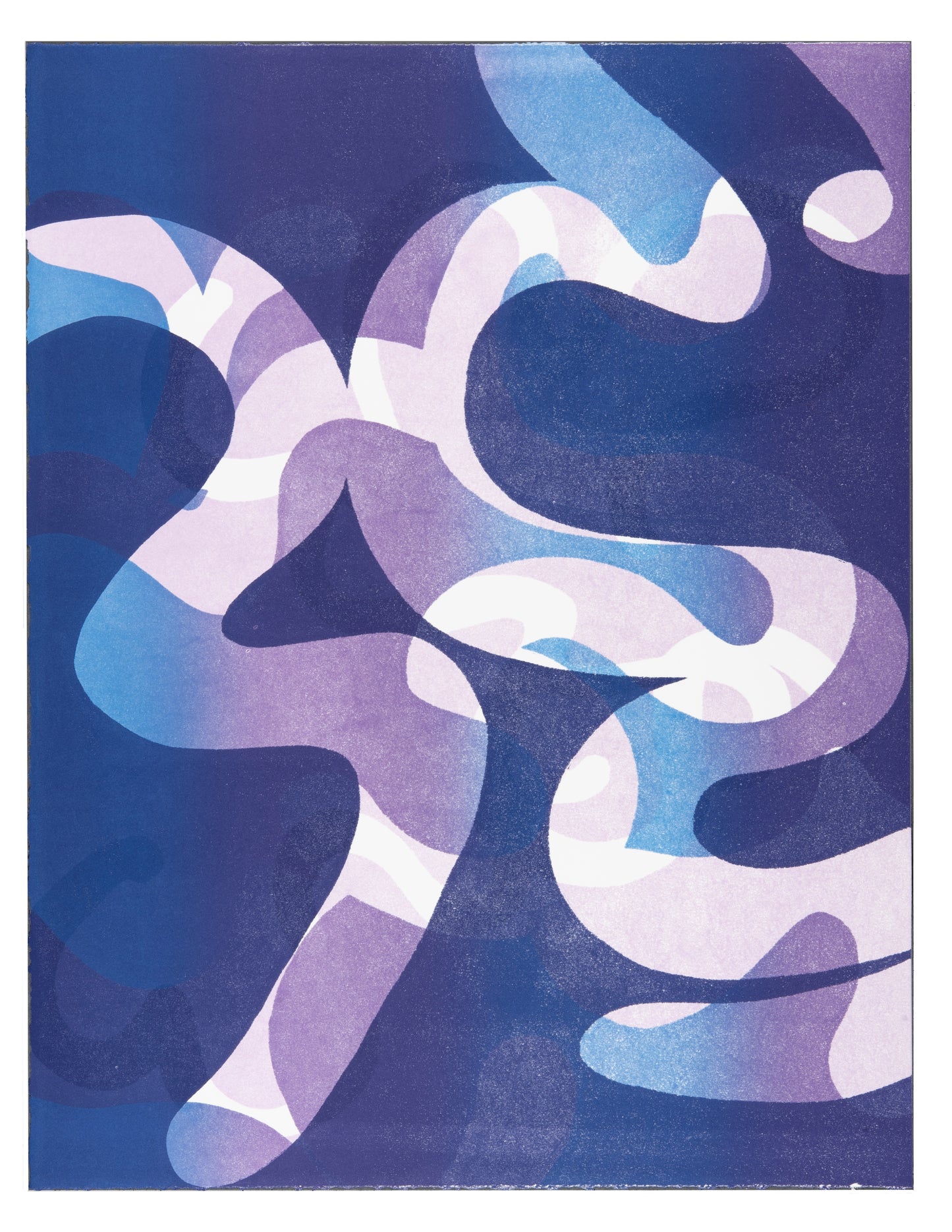 Karen Kar Yen Law, Blue 1, 2022, monoprint, edition: 1/1, paper size: 26" × 20"