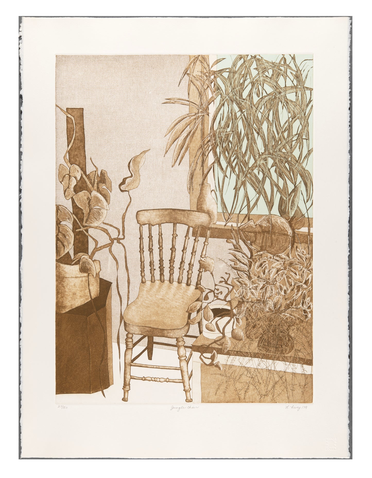Lorna Livey, Jungle Chair, 1979, etching, edition: 6/50, paper size: 30" x 22.25"
