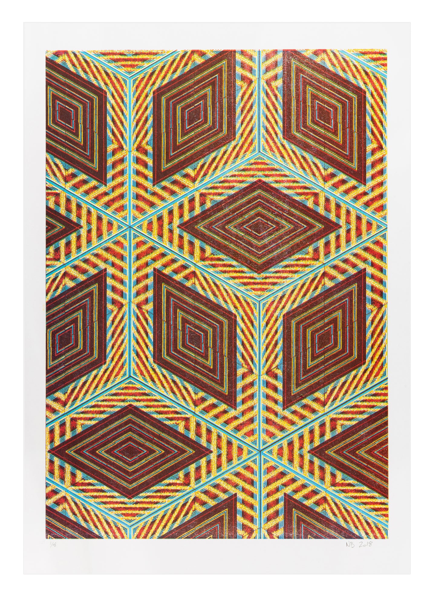 Noah Breuer, Czech Swatch #15, 2018, woodcut, 1/8, 22" x 16".