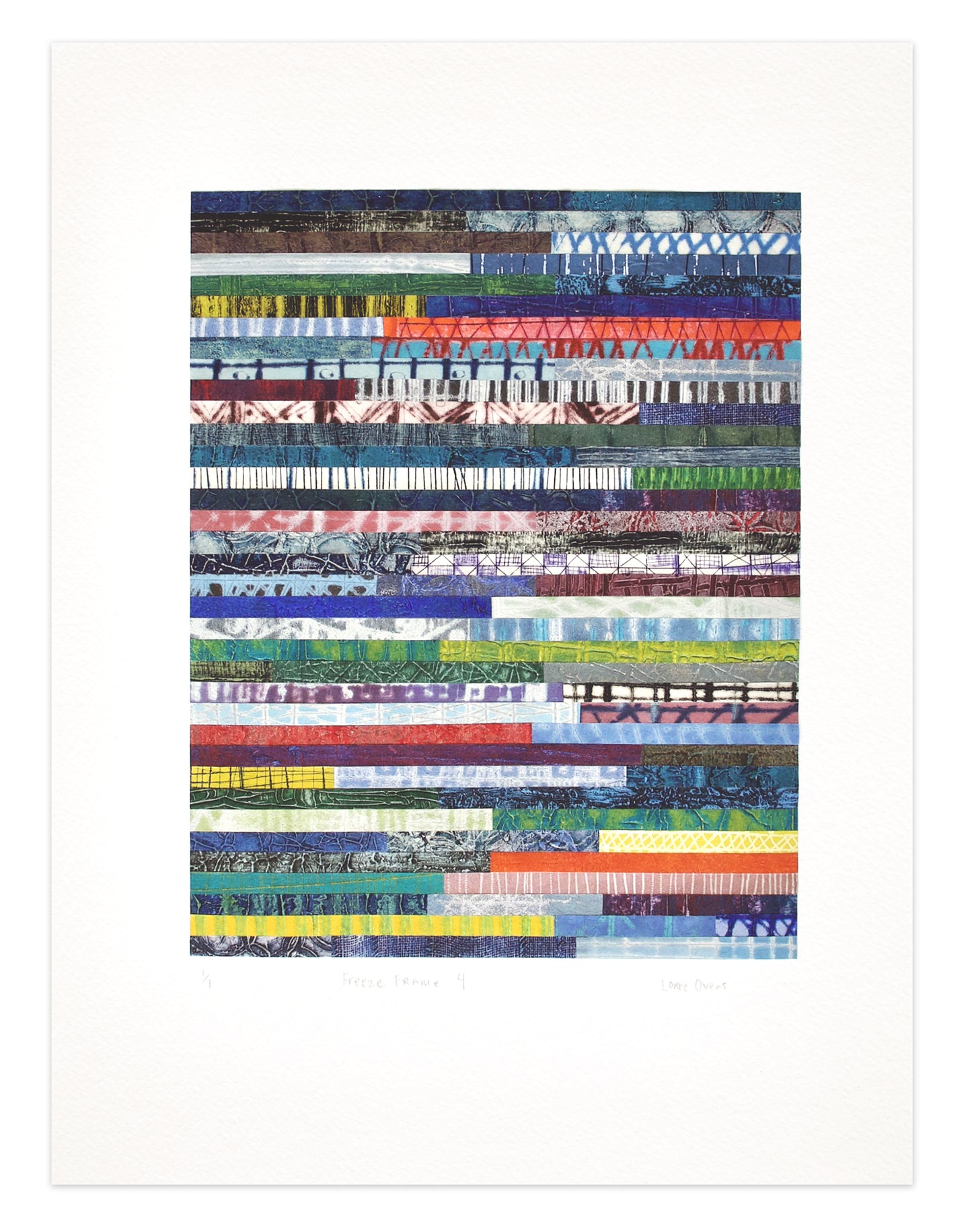 'Freeze Frame 4' by Loree Ovens, 2025. Collagraph, drypoint on kozo washi (Japanese paper), edition 1/1. Paper size 14' x 11'.
