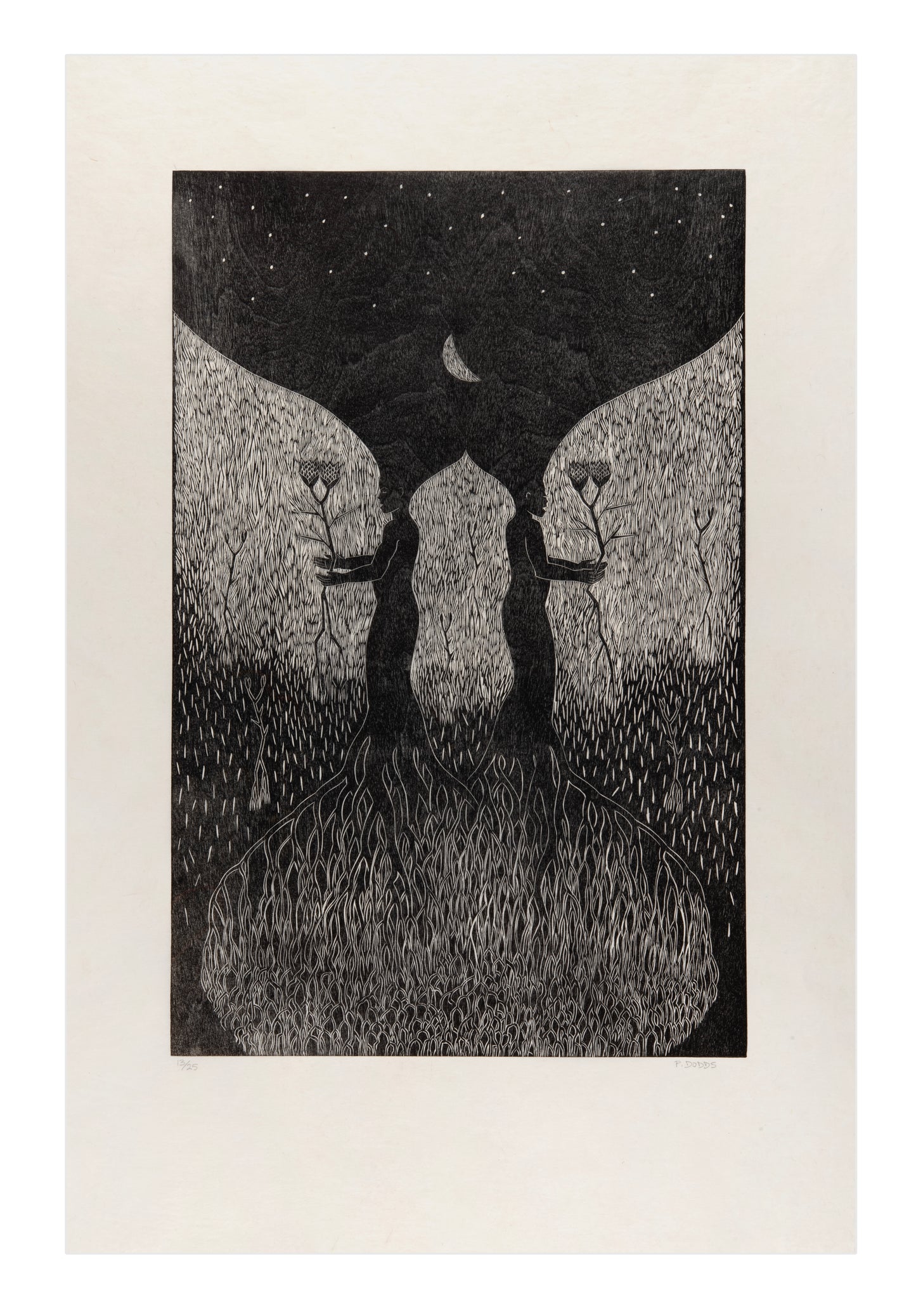 Pamela Dodds, Invincible Spring, 2010, woodcut, edition 25, image: 25.75" x 16.75", paper: 35.25" x 23.5"
