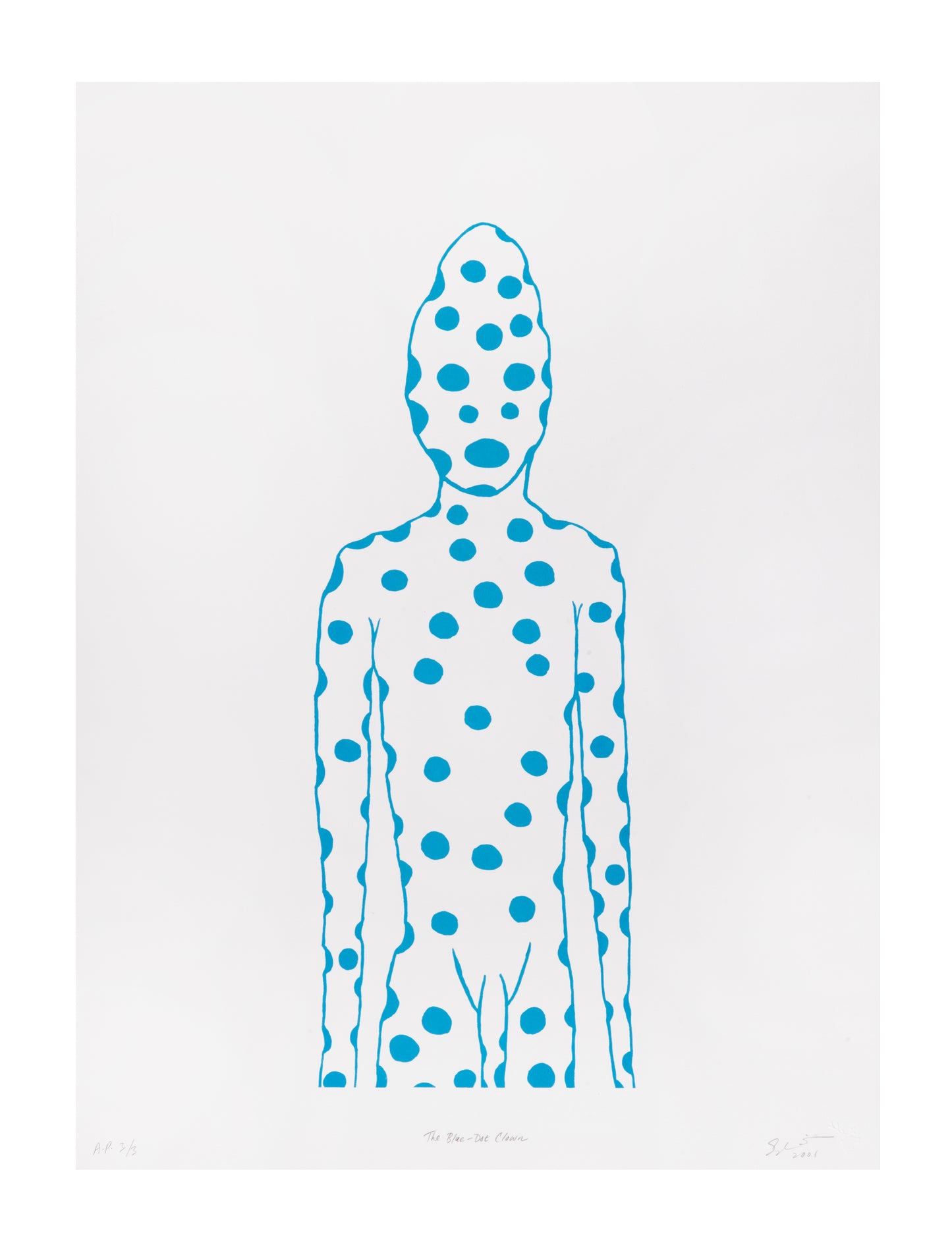 Ed Pien, The Blue-Dot Clown, 2001, screenprint, edition 3/3, paper: 30" x 22"