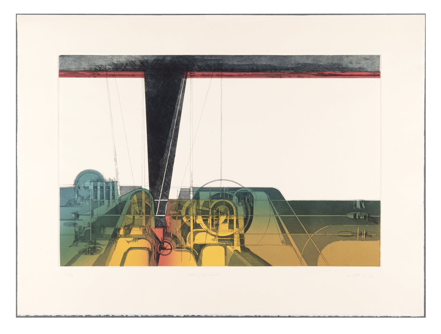 Robert Game, Along the Wall, etching and screenprint, edition: 25/25, paper size: 22.25" x 30"