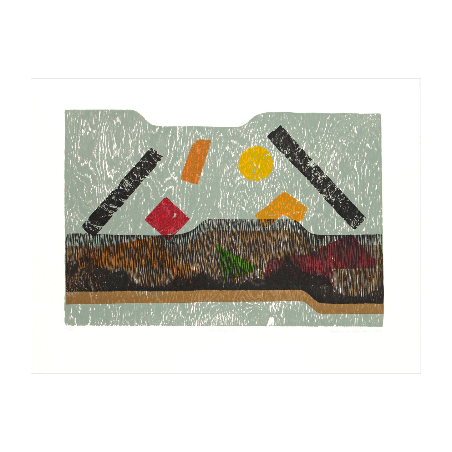 Rolande Pelletier, Nocturne (2012), woodblock, 3/5, 20" x 25.5".