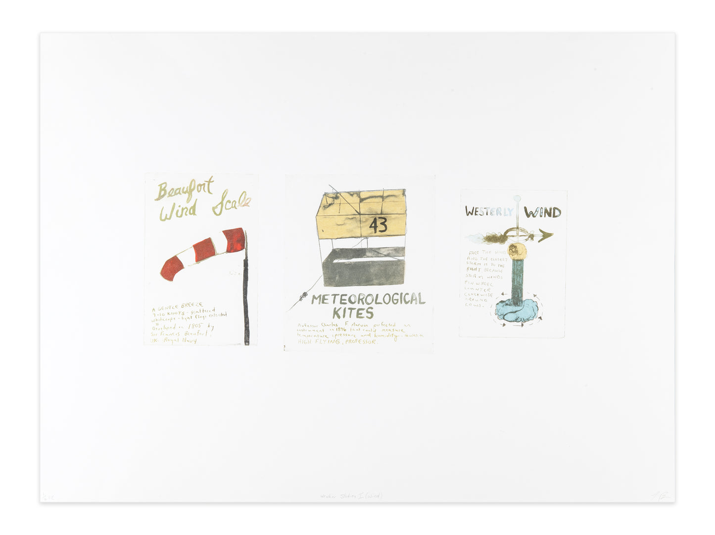 Tara Cooper, Weather Studies I (Wind), 2013, photo-polymer etching, edition: F/P (Fundraising Proof) 1/6 VE, paper size: 22" x 30"