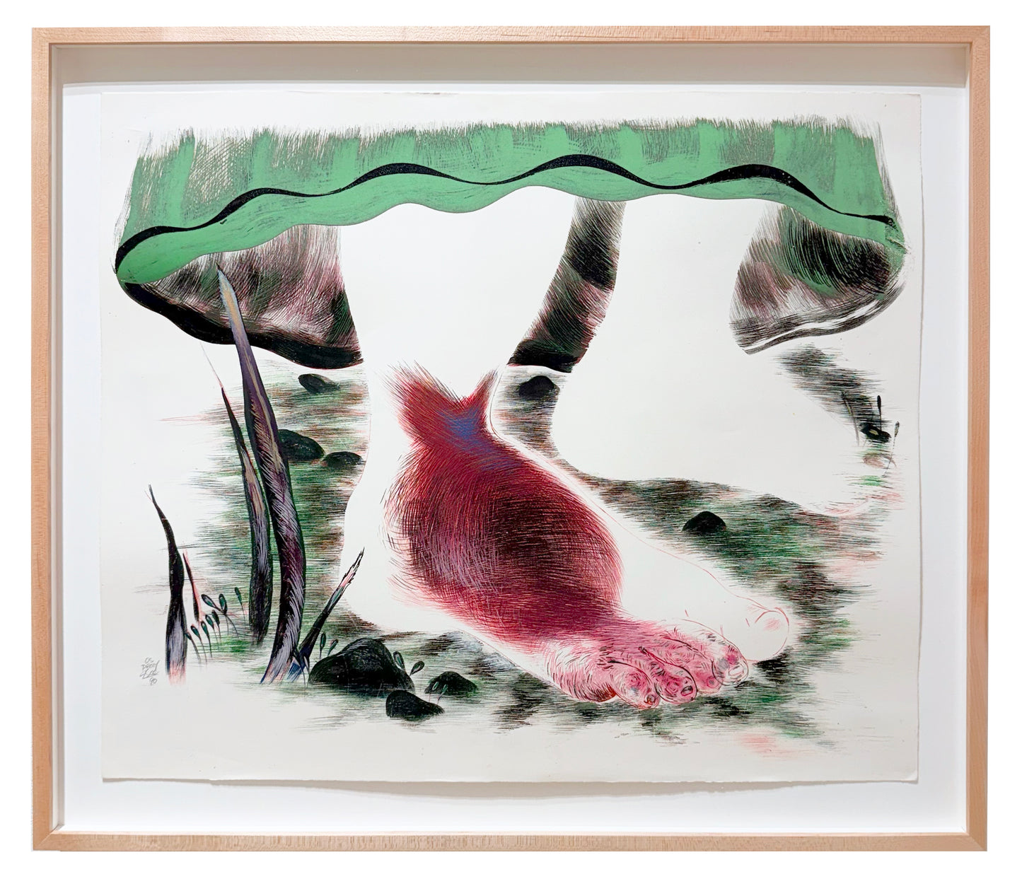 Julie Voyce, Workers Foot, 1990, lithograph, edition: OS Proof (Open Studio), framed size: 21.5" x 27"