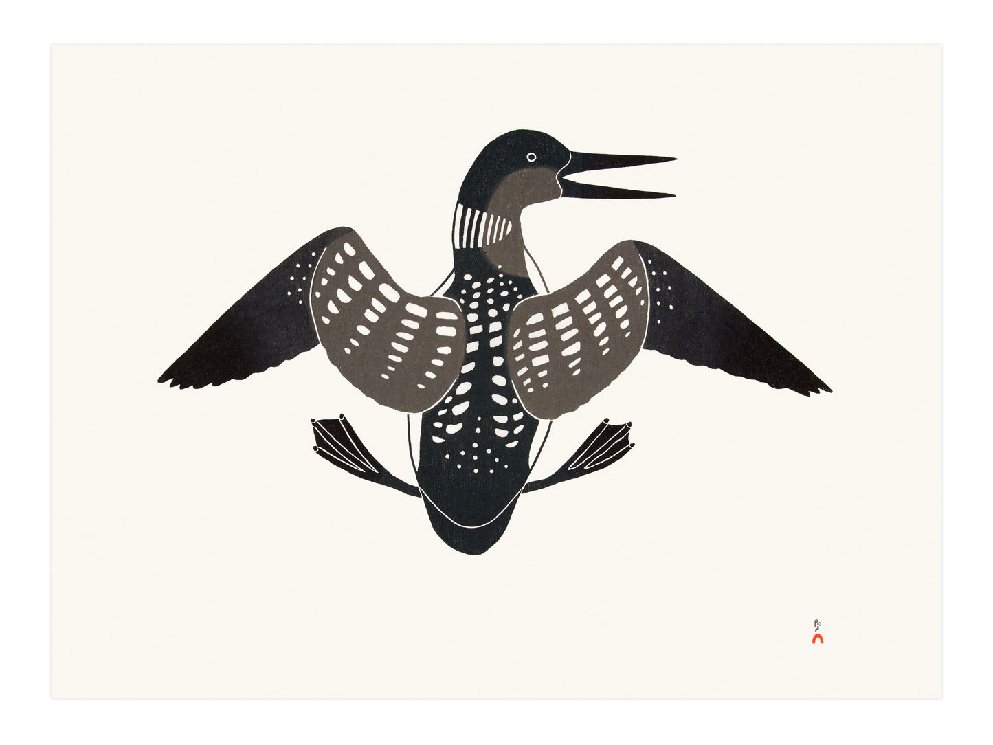 Kananginak Pootoogook, Attempted Flight, 1997, stonecut, edition of 50, paper size: 22" x 30"
