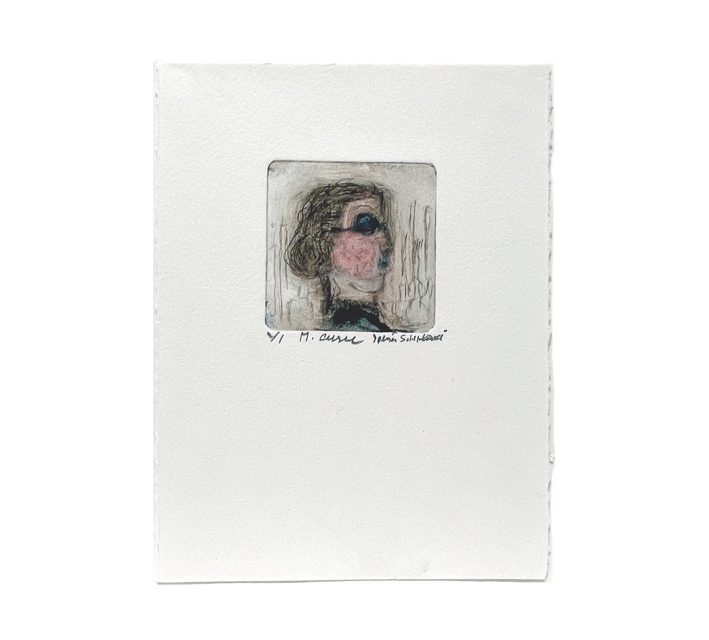 M.Curie, Irina Schestakowich, Drypoint Monotype print