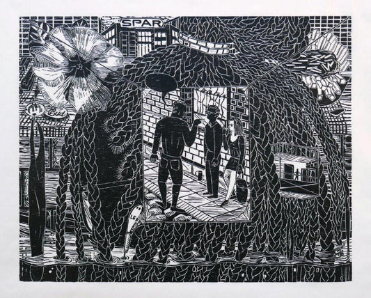 Gabriela Jolowicz, Stag's Head, woodcut