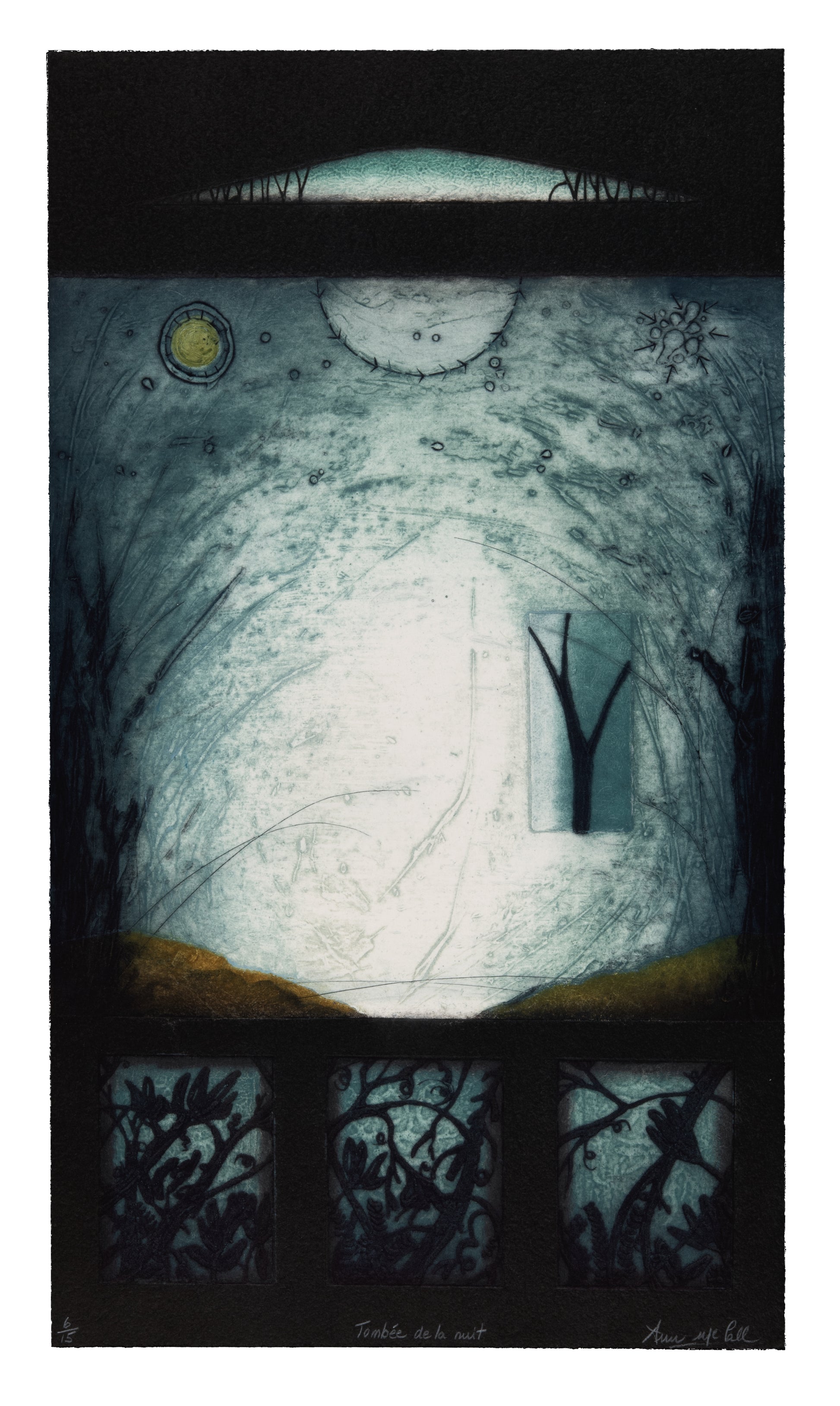 Ann McCall, Tombee de la nuit, collagraph