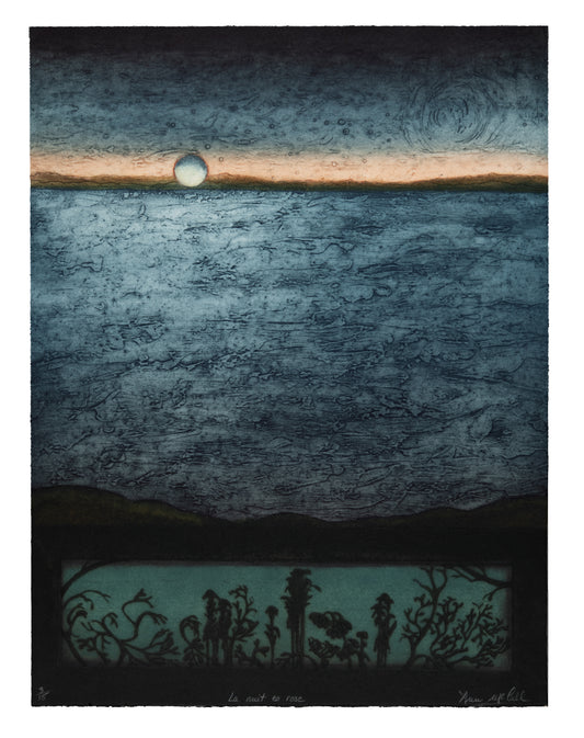 Ann McCall, La nuit en rose, collagraph