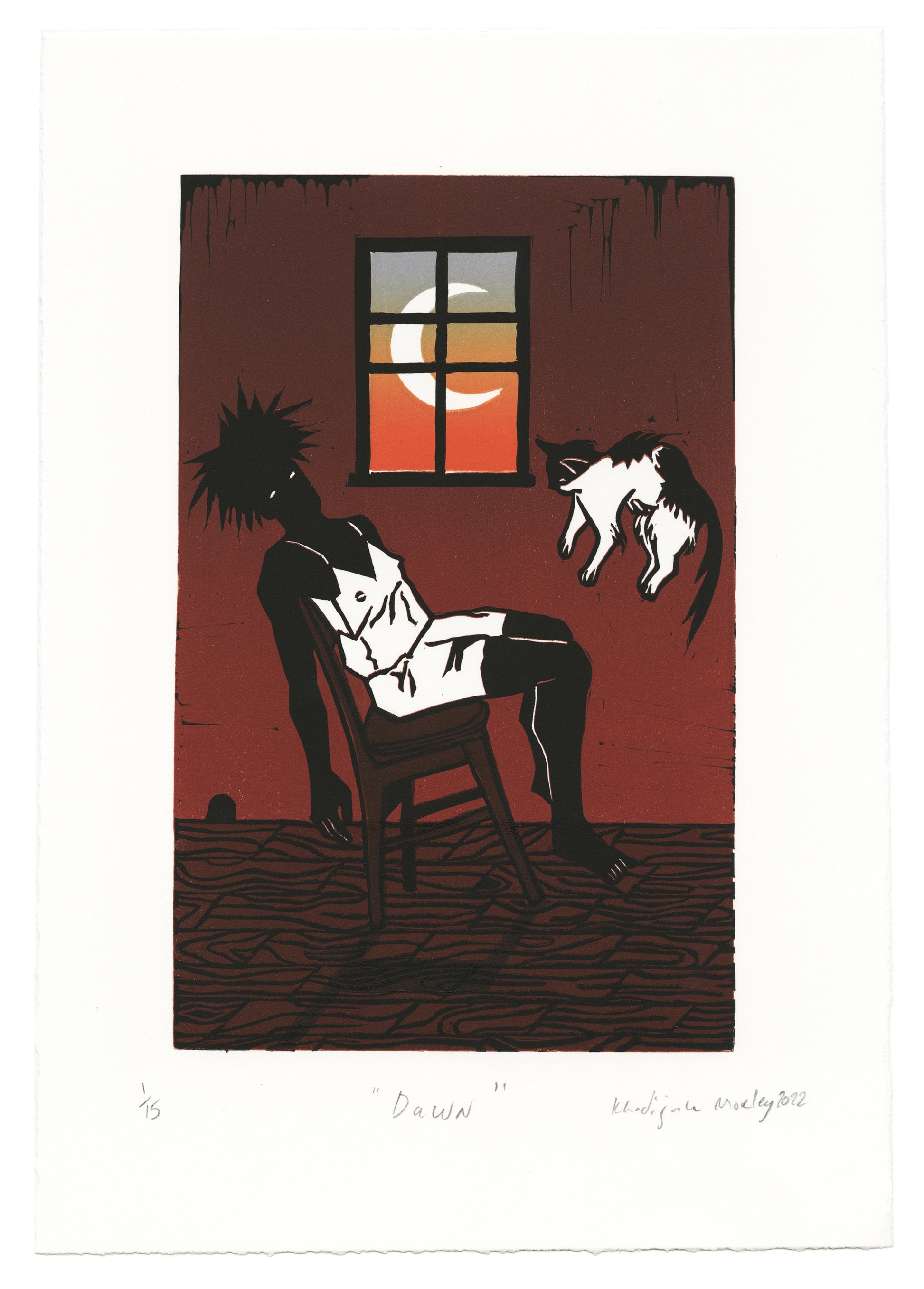 Khadijah Morley, Dawn, linocut