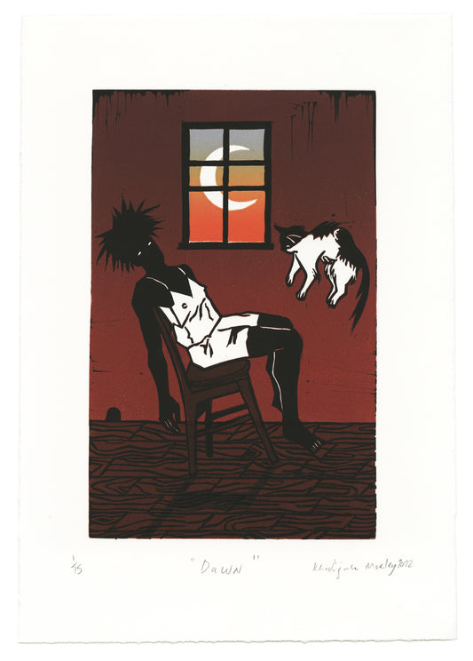 Khadijah Morley, Dawn, linocut