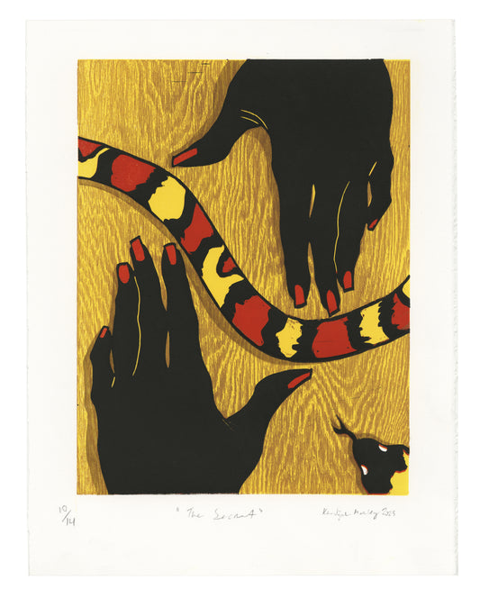 Khadijah Morley, The Secret, linocut