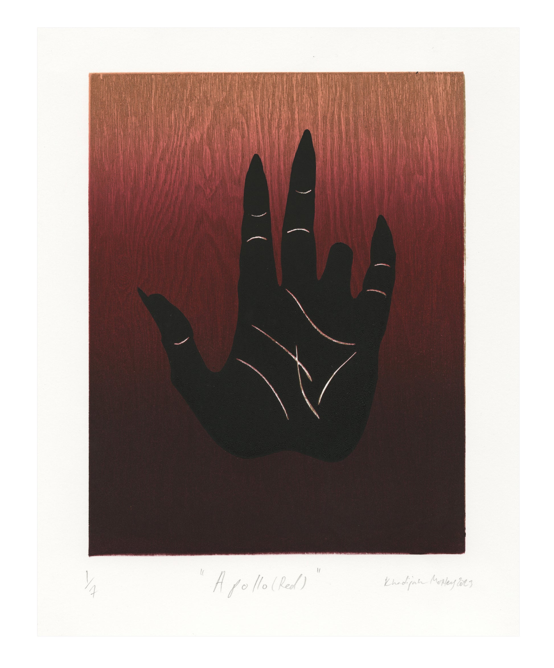 Khadijah Morley, Apollo (Red), linocut and woodcut