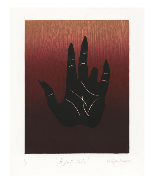 Khadijah Morley, Apollo (Red), linocut and woodcut