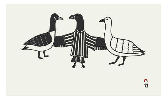 Napachie Ashoona, Battle Royale, 2023, stonecut, paper size: 11.1” x 18.6”