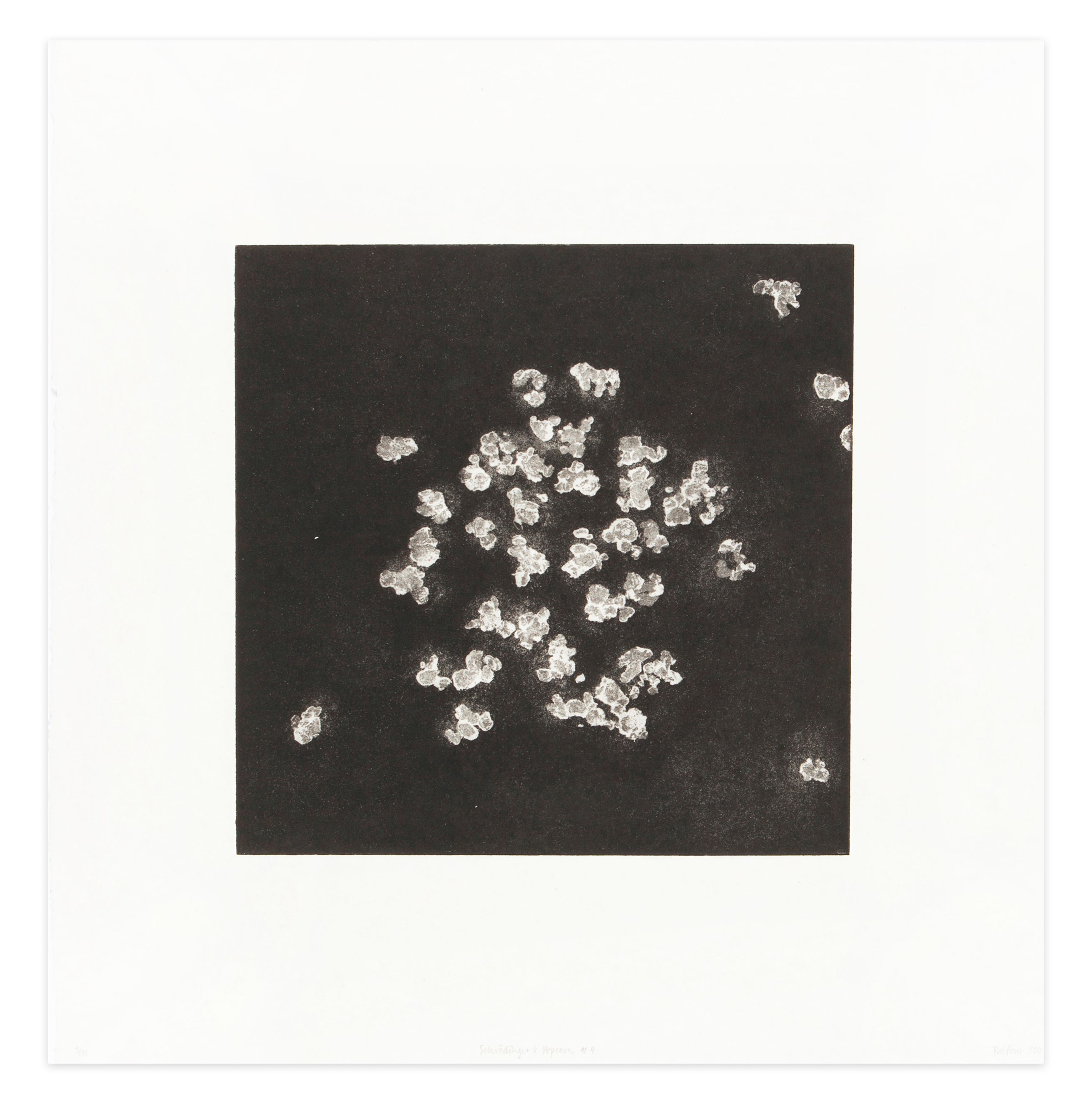Barbara Balfour, Shrödinger’s Popcorn, etching, softground intaglio, Edition 3/10, paper size: 20.25