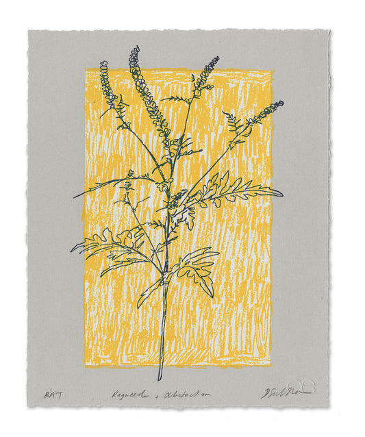 Derek Sullivan, Ragweed + Abstraction, 2019, screenprint and letterpress, Edition of 28, paper size: 10" x 8", deckled paper edge