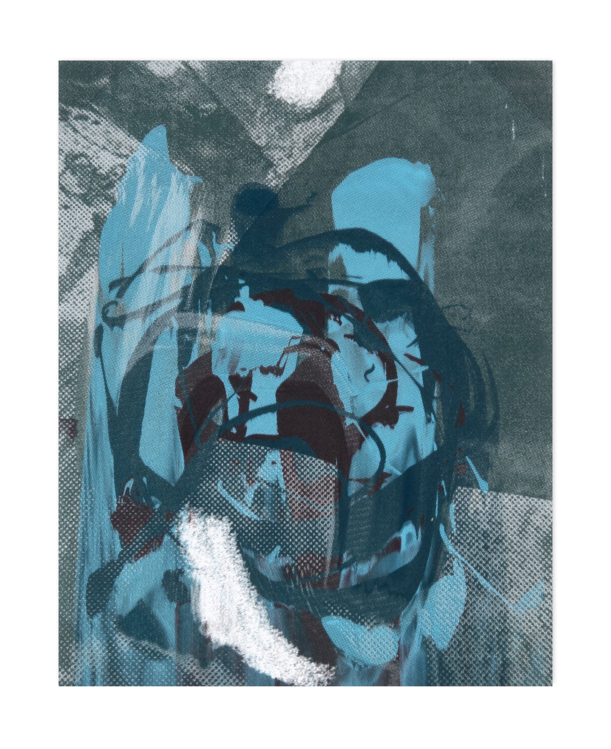 Rachael Dodgson, mini marble mac tac mono VIII (green & blue), 2024, screenprint, edition: 1/1, paper size: 10” x 8”