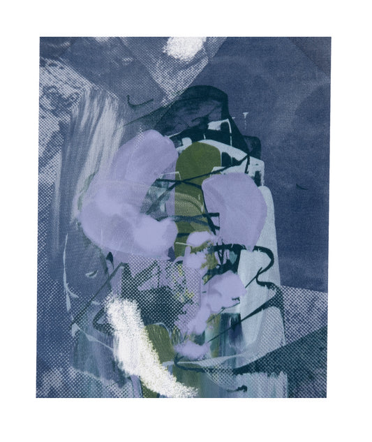 Rachael Dodgson, mini marble mac tac mono X (purple), 2024, screenprint, edition: 1/1, paper size: 10” x 8”
