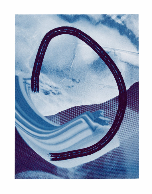 Rachael Dodgson, mini marble mac tac mono VIII (green & blue), 2024, screenprint, edition: 1/4, paper size: 16” x 12”