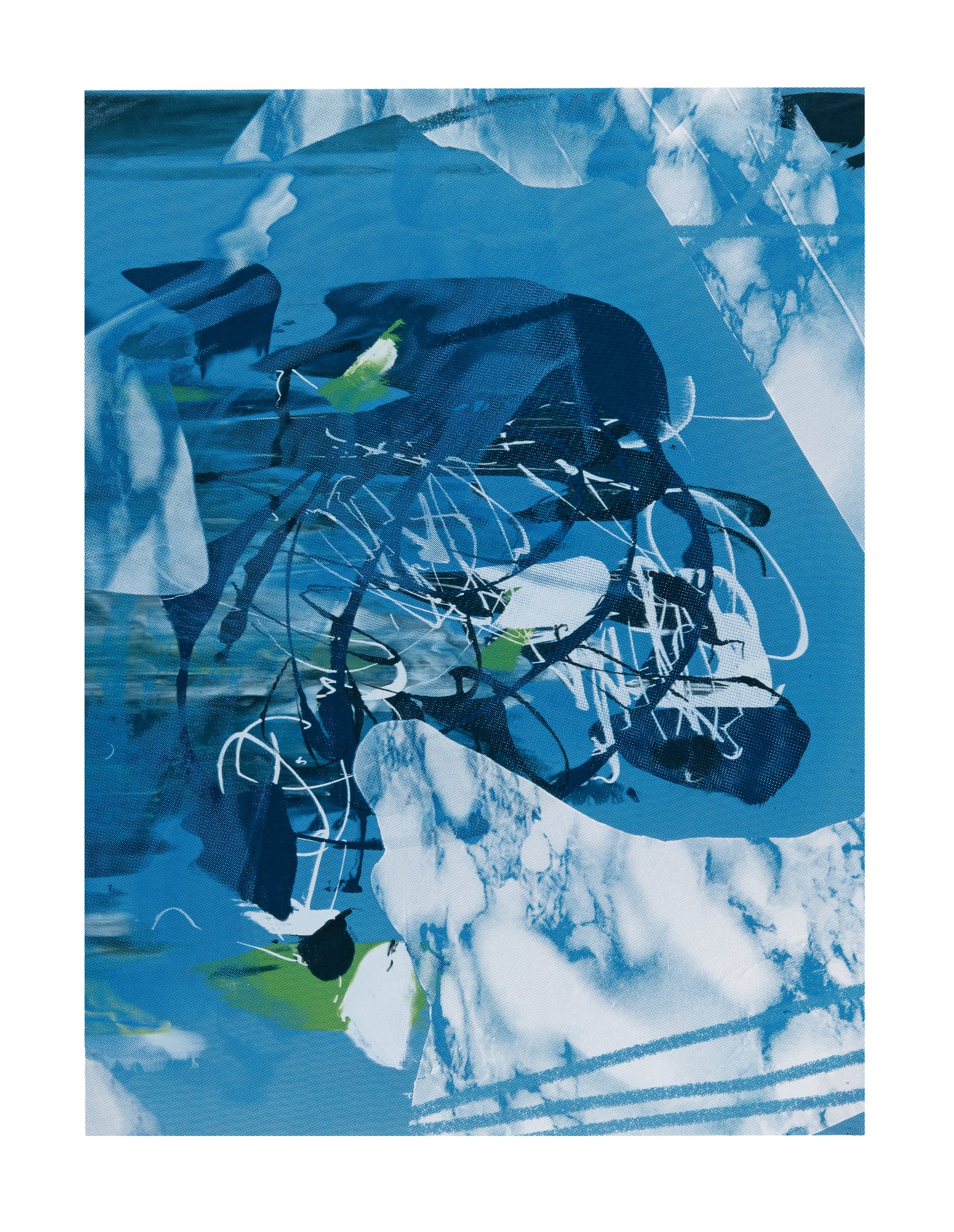 Rachael Dodgson, mid-size marble mac tac mono I (blue), 2024, screenprint, edition: 1/1, paper size: 24” x 18”