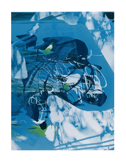 Rachael Dodgson, mid-size marble mac tac mono I (blue), 2024, screenprint, edition: 1/1, paper size: 24” x 18”