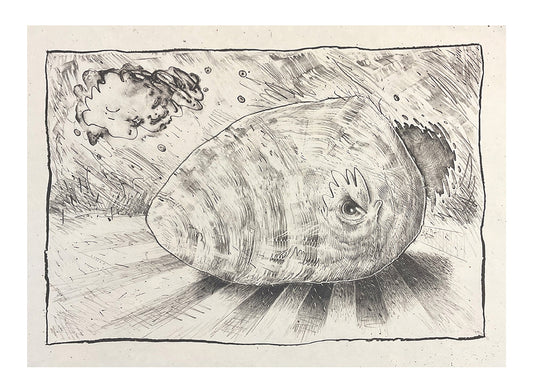 Eric Mummery, It Is Happening Again, 2022, stone lithograph on Washi (Japanese paper), edition: 1/9, paper size: 16" x 22"