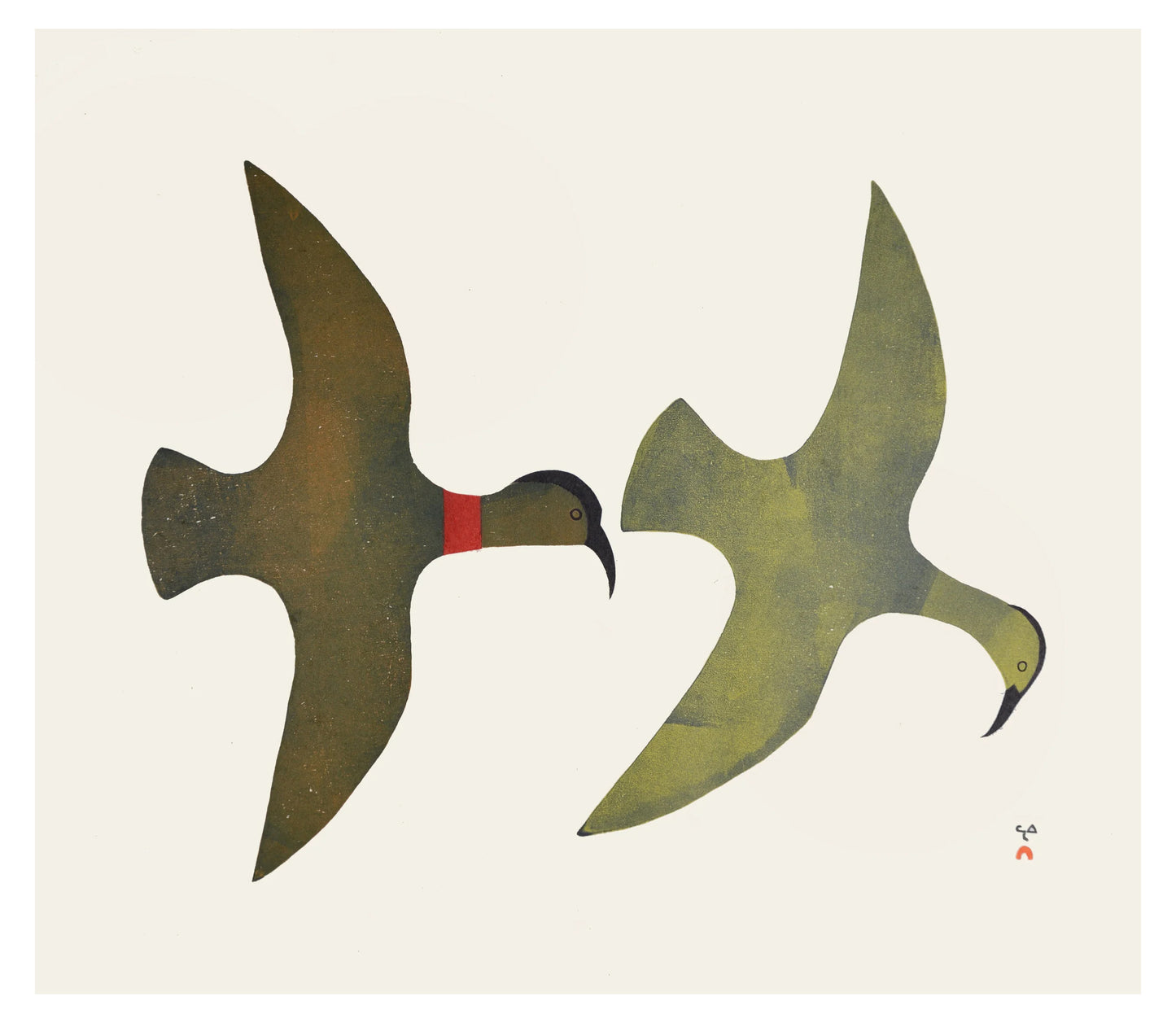 Kingmeata Etidlooie, Birds in Silhouette, 1986, stonecut, stencil, paper size: 24” x 27.6”