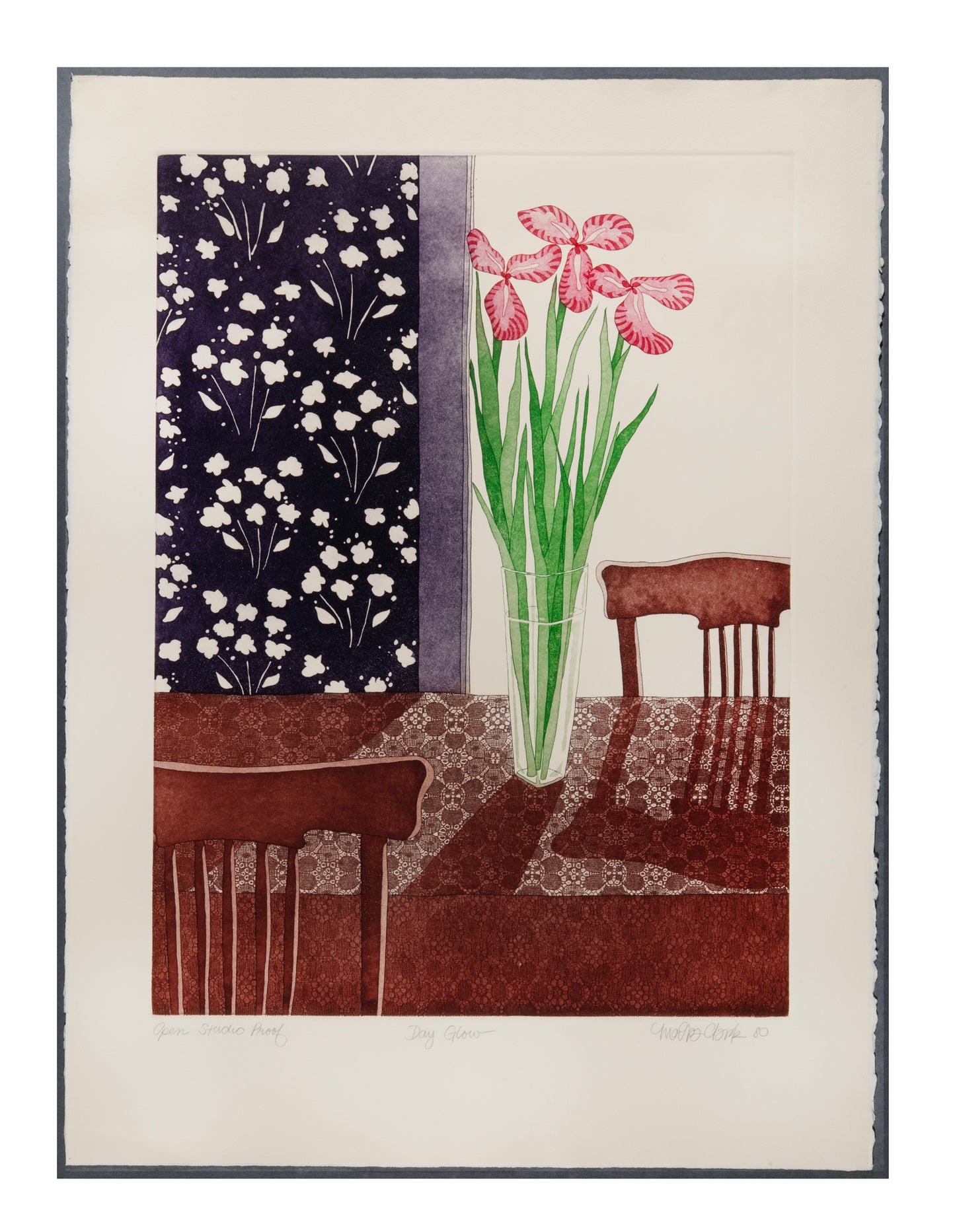 Moira Clark, Day Glow, 1980, intaglio, Open Studio Proof, paper size: 30" x 22"