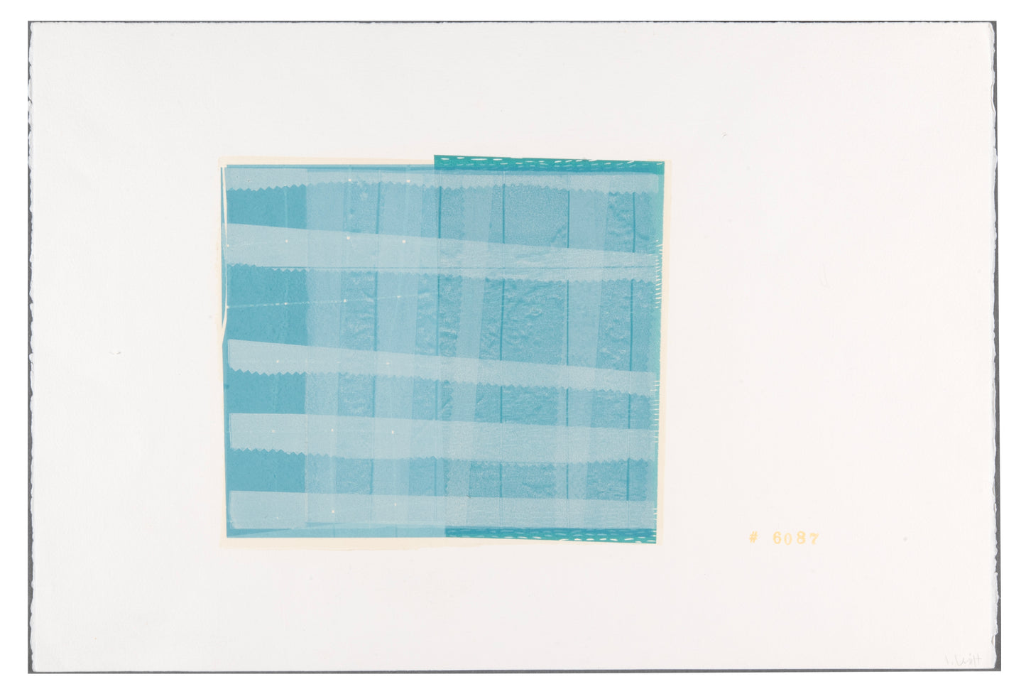 Lisa Levitt, #6087 (blue check), 2004, linocut, 1/1, paper size: 15" x 22"