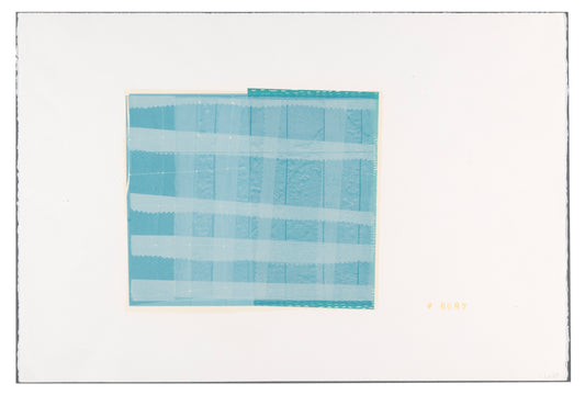 Lisa Levitt, #6087 (blue check), 2004, linocut, 1/1, paper size: 15" x 22"