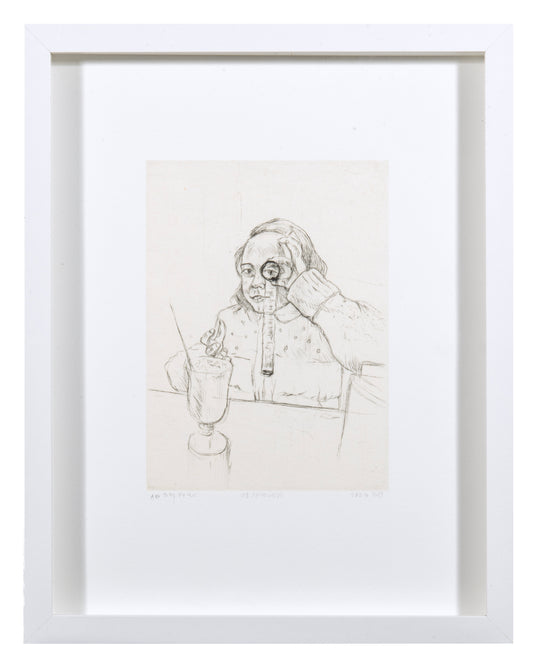 Sadko Hadzihasanovic, Observer, 2023, drypoint, chine collé, edition: A/P, paper size: 13.5" x 10.5"