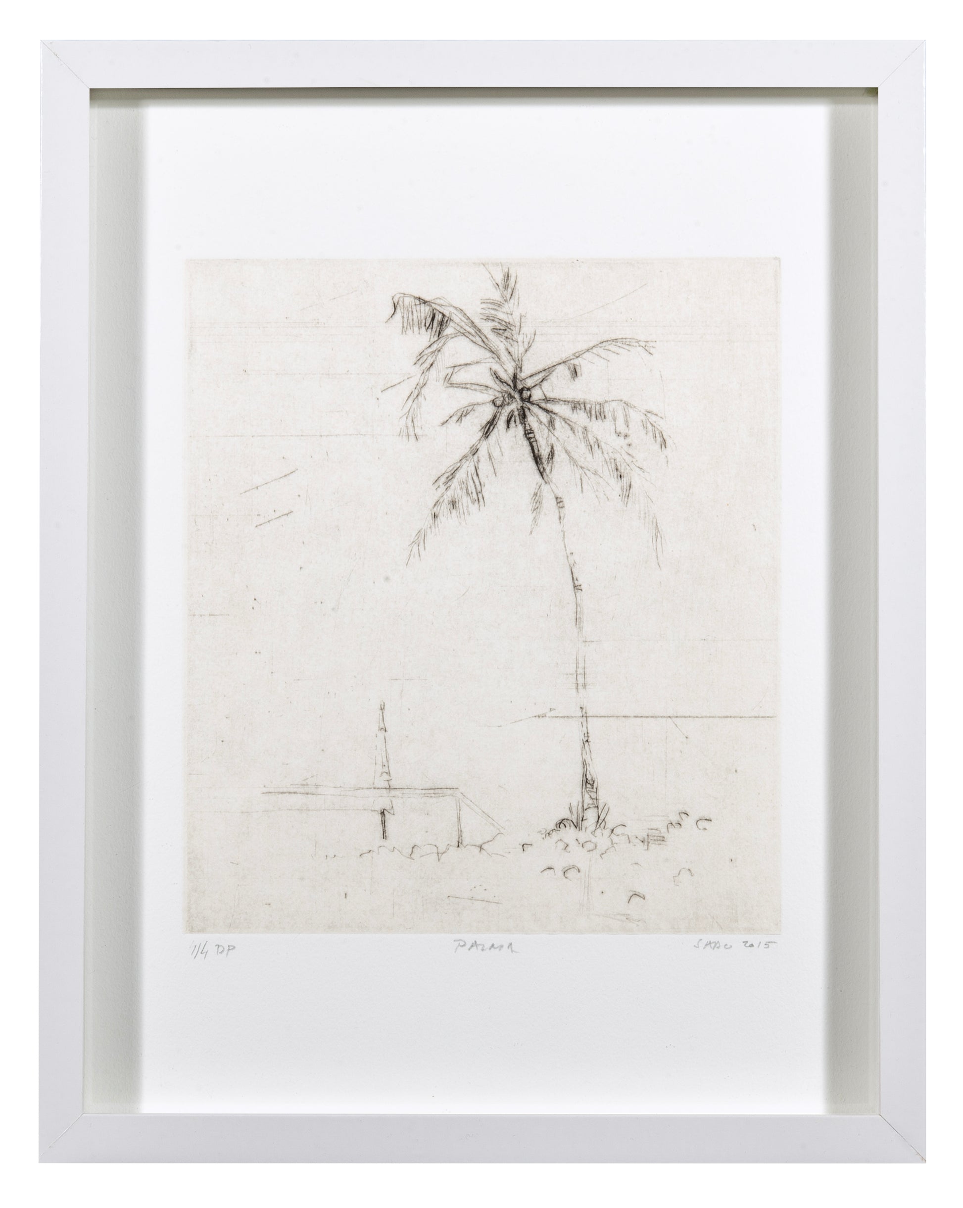 Sadko Hadzihasanovic, *Palma*, 2015, drypoint with chine collé, edition: 4, paper size: 13.5" x 10.5"