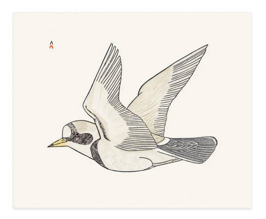 Kananginak Pootoogook, Sailing on the Breeze, 1984, stonecut, stencil, edition of 50, paper size: 23.6" × 23.6"